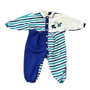 Baby Dior Rare Vintage Romper Baby Boy 24 Months Stripes Embroidered Airplanes